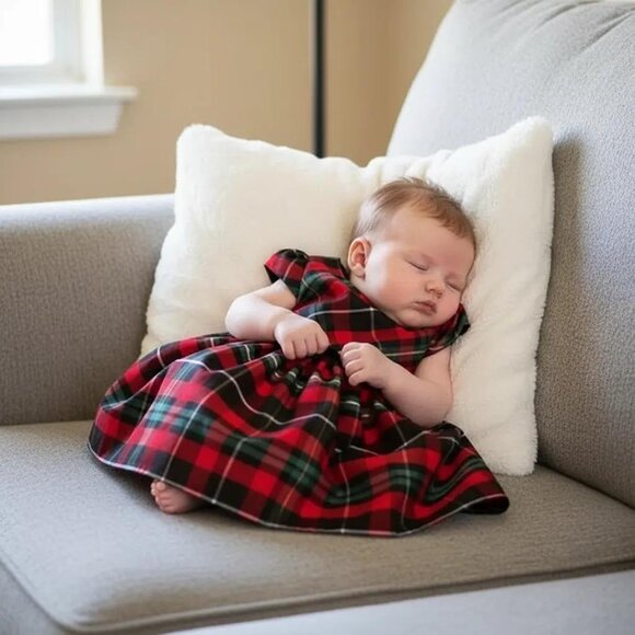 George Festive Tartan Plaid Dress 3-6 Months - Picture 1 of 12
